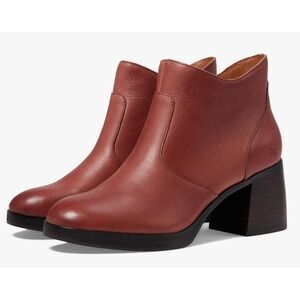 Lucky Brand Quinlee Leather Ankle Boots Henna Brown Distressed Look Women 6M NEW